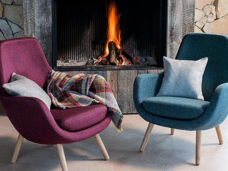 armchairs with berry fabric 